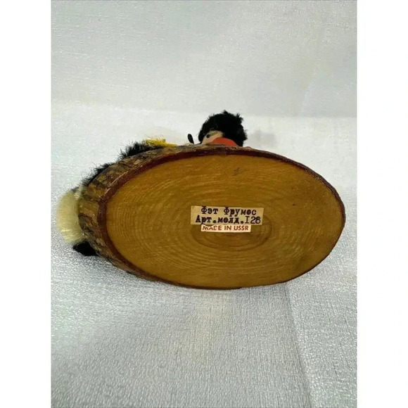 Russian Wood Hand Carved Man‎ Holding knife & 5" Tree Figurine Made in USSR Vtg - Picture 7 of 9